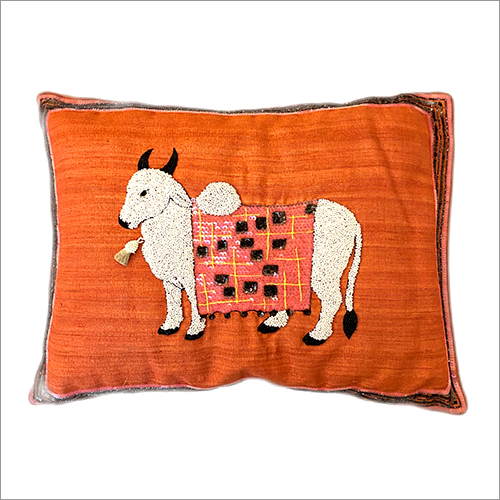 ऑरेंज 14X16 इंच खादी कुशन कवर
