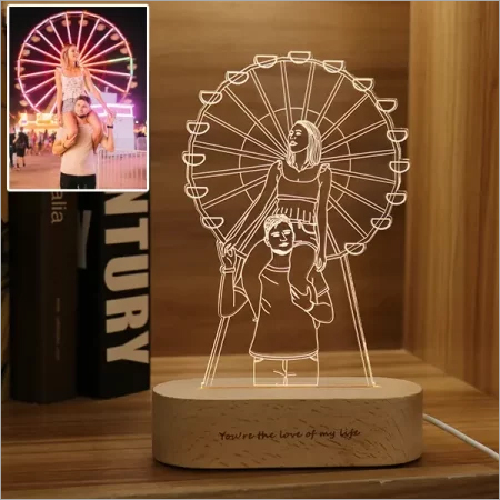Personalized Photo 3rd Acrylic Lamp - High-quality Acrylic, Custom Size | Electric Power Source, Customizable Design For Decorative Elegance
