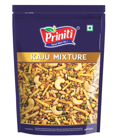 Kaju Mixture Namkeen - Crunchy Snack with Cashews, Beans, Potato, Rice Flakes, Nuts & Seeds | Spicy, Sweet & Sour Vegetarian Delight