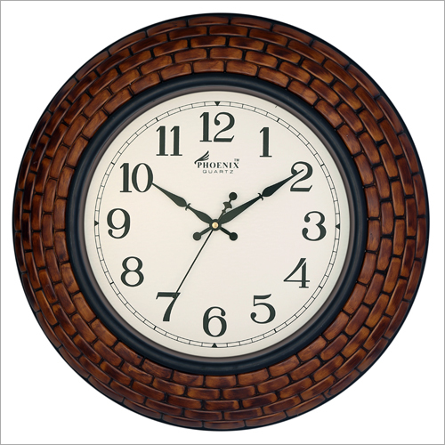 Plastic Wall Clock - Plastic Material, Round Shape, Brown Color | Ideal for Home and Office Décor