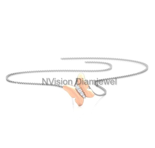 Real Diamond Butterfly Kids Pendant Diamond Carat Weight: 0.06 Carat