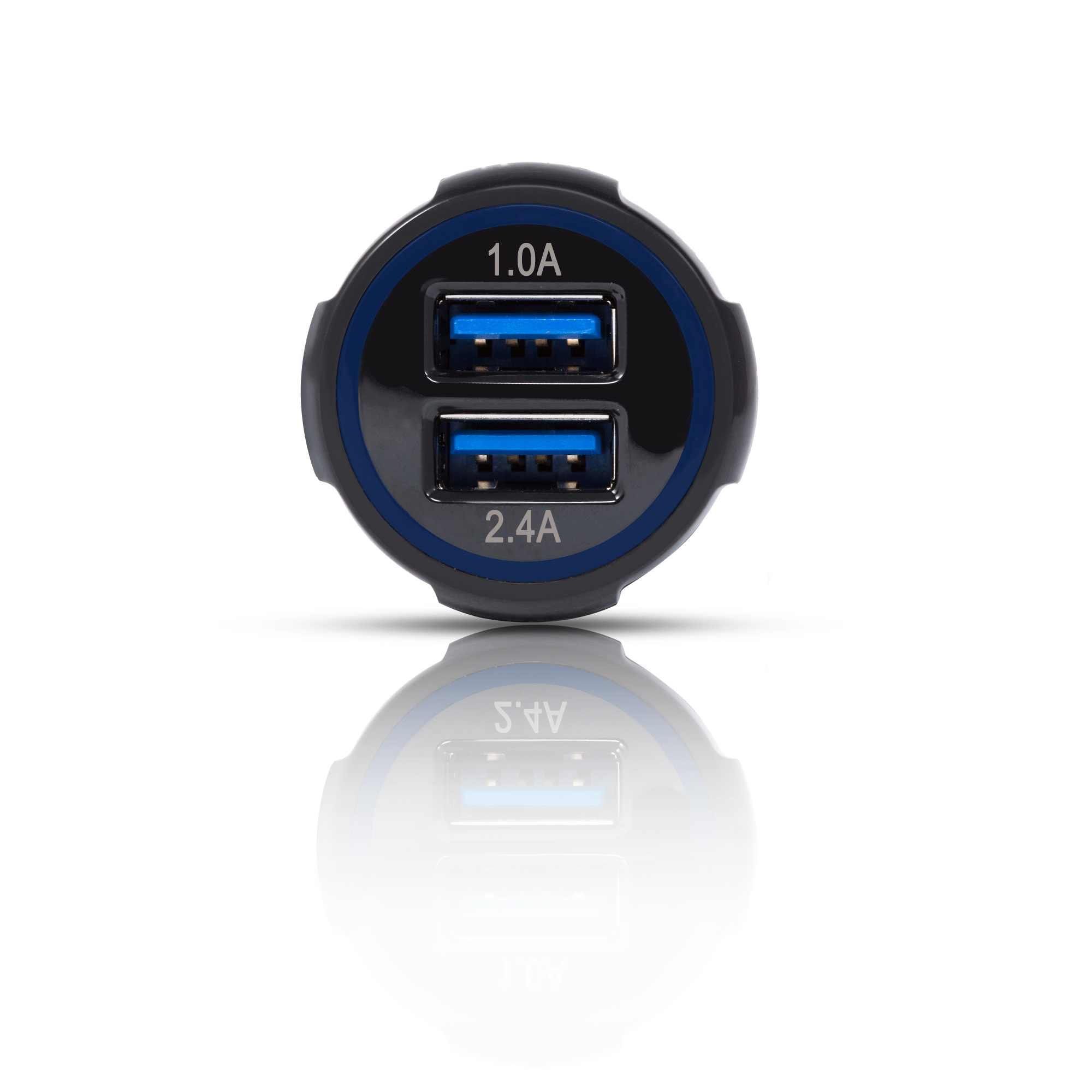 2 Usb 2.4 Amp Car Charger - Plastic Material Ultra-compact Design | Over-charge & Short Circuit Protection 10 Watt Output