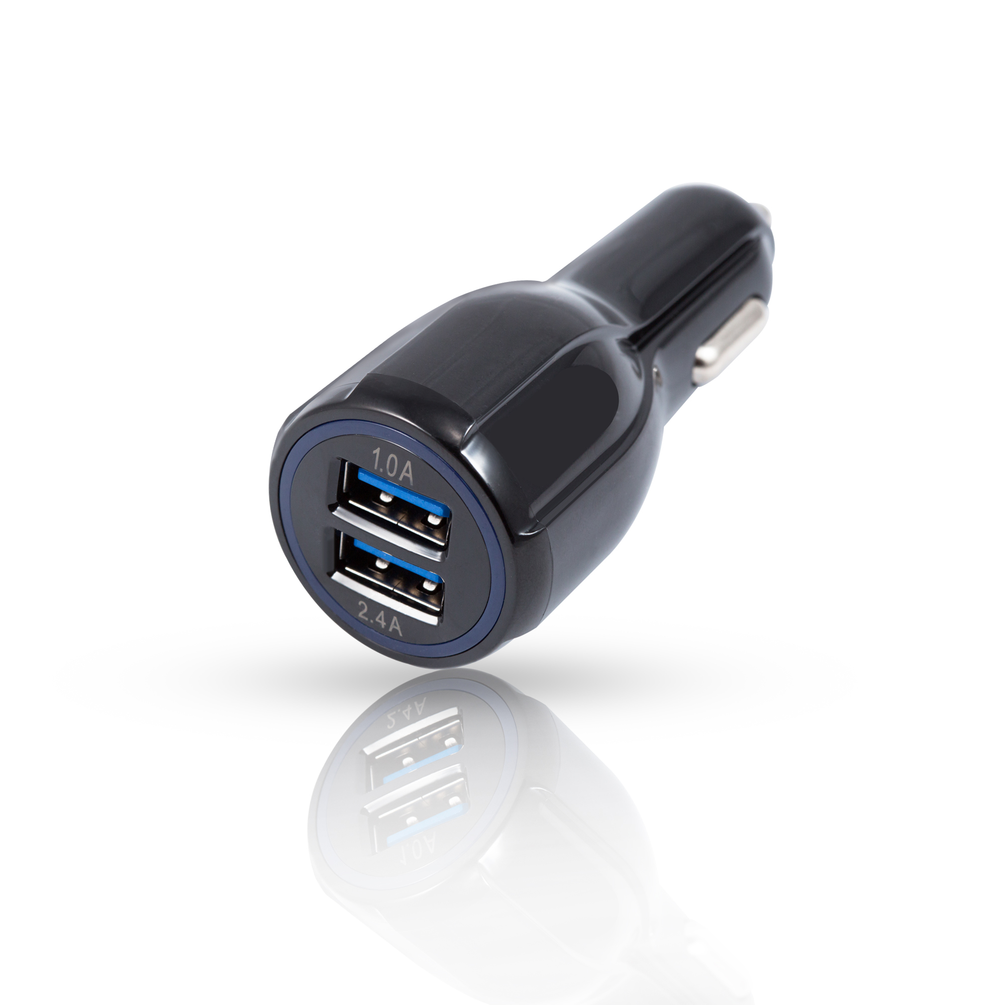2 Usb 2.4 Amp Car Charger - Plastic Material Ultra-compact Design | Over-charge & Short Circuit Protection 10 Watt Output