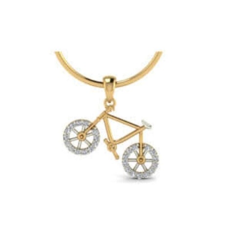 Real Diamond Bicycle Kids Pendant Diamond Carat Weight: 0.09 Carat