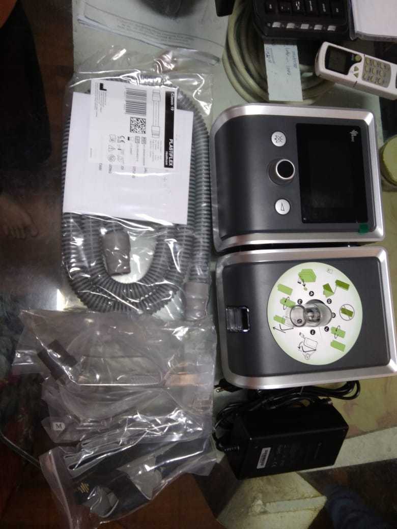 Bipap Machine - Metal, Dimensions: 156mm X 248mm X 108mm | Portable, Auto-adjusting Pressure, Epr & Auto-leak Compensation, 3.5" Tft Display, 20+ Hours Data Logging