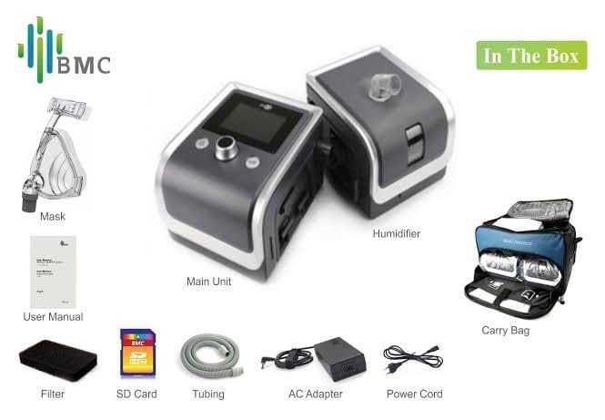 Bipap Machine - Metal, Dimensions: 156mm X 248mm X 108mm | Portable, Auto-adjusting Pressure, Epr & Auto-leak Compensation, 3.5" Tft Display, 20+ Hours Data Logging