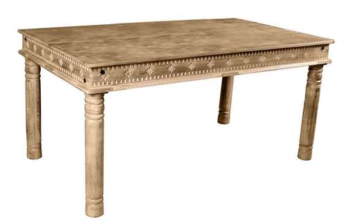Hand Carved Foldable Dining Table - Mango Wood, 180x90x76 Cm | Classic Indian Style, Seats Six, Indoor Furniture