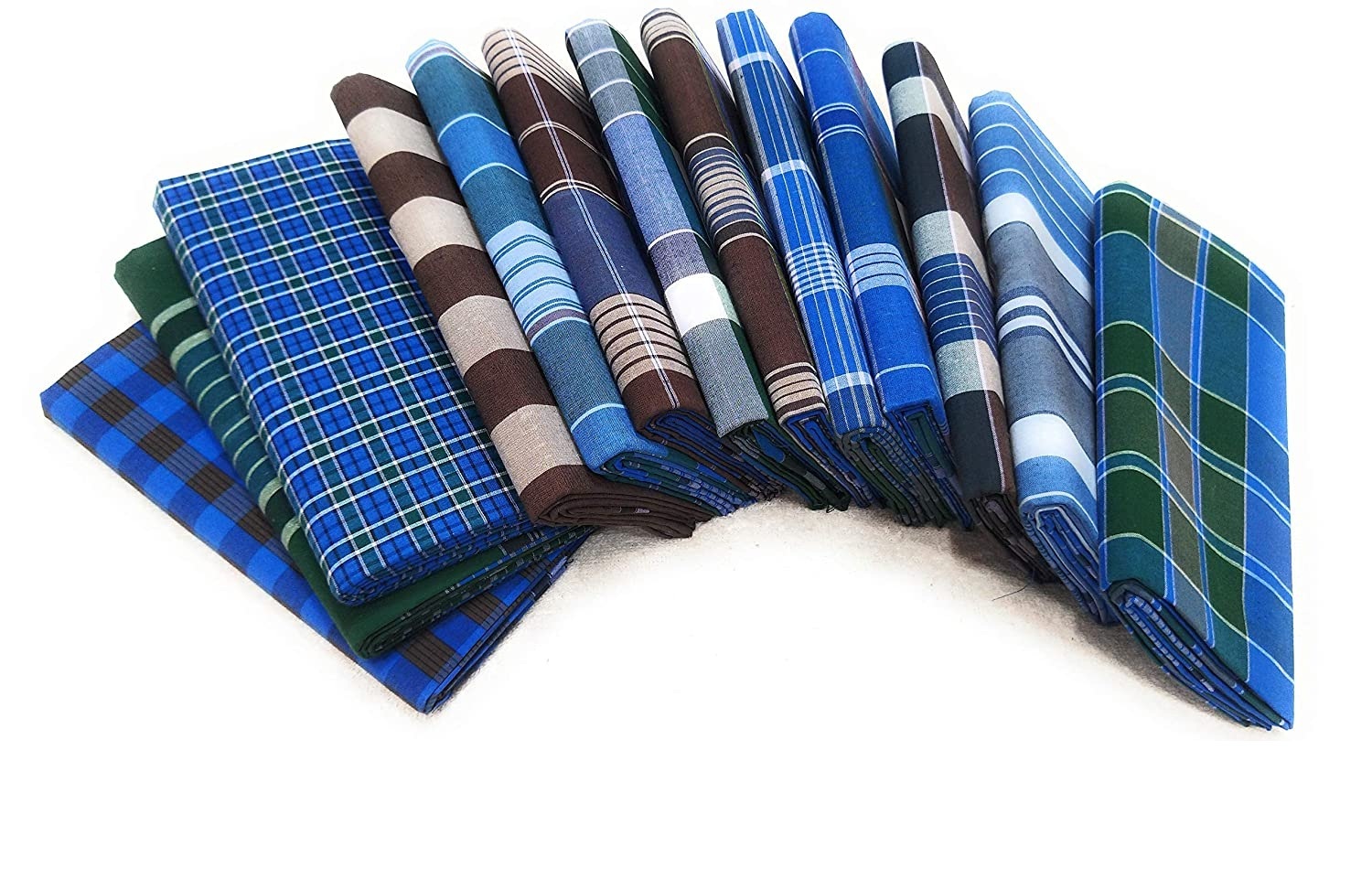 Printed Lungies - Cotton, 2 Mtr, 2.25 Mtr, 2.5 Mtr | Multi-color Checked Pattern, Lightweight, Breathable, Skin-friendly