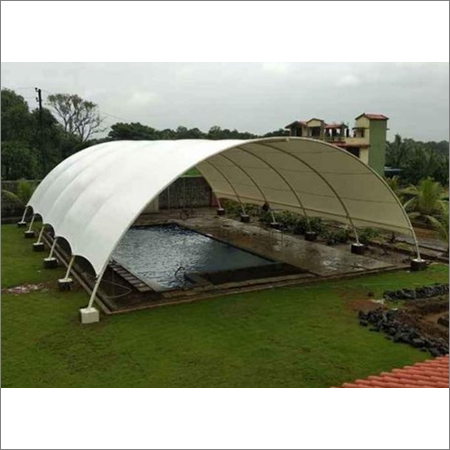White Swimming Pool Tensile Shade Structure