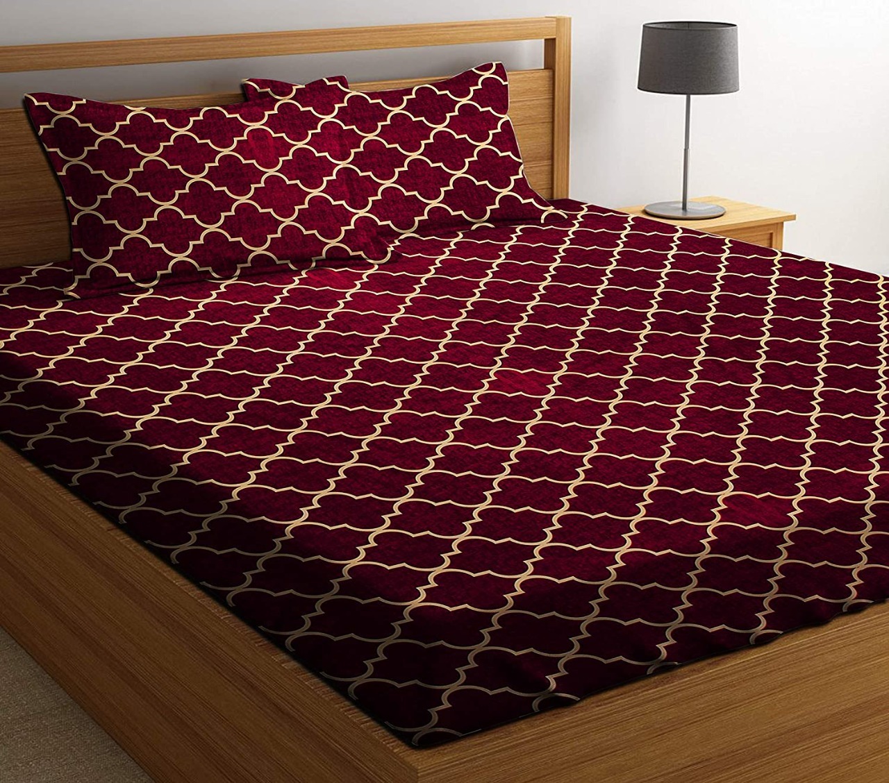 Fitted Bed Sheet - 100% Cotton, Printed Design | Perfect For Sleep Comfort