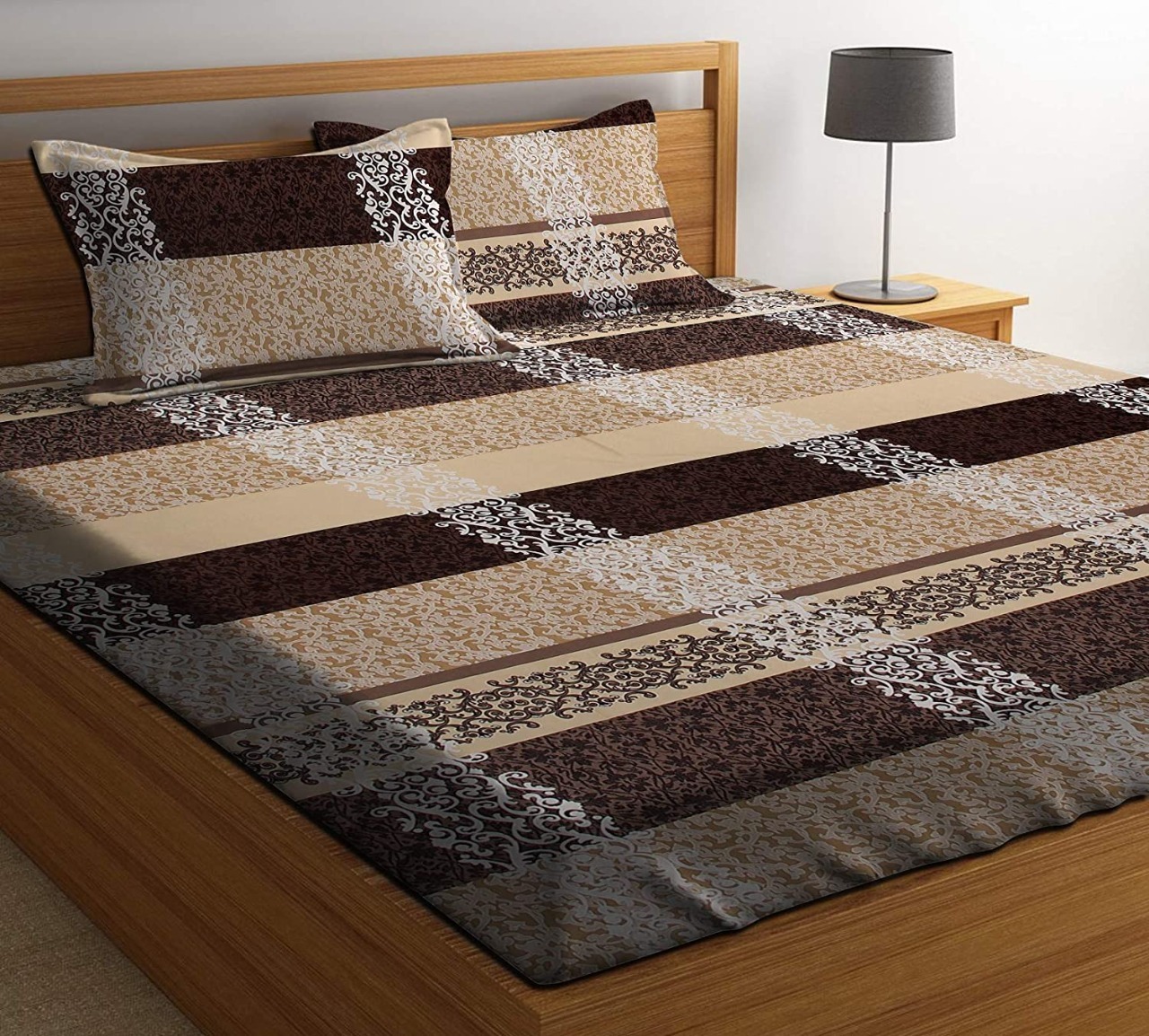 Fitted Bed Sheet - 100% Cotton, Printed Design | Perfect For Sleep Comfort