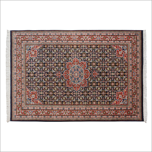 धोने योग्य 12-60 K-58 ब्लू-रस्ट हैंड नॉटेड कार्पेट