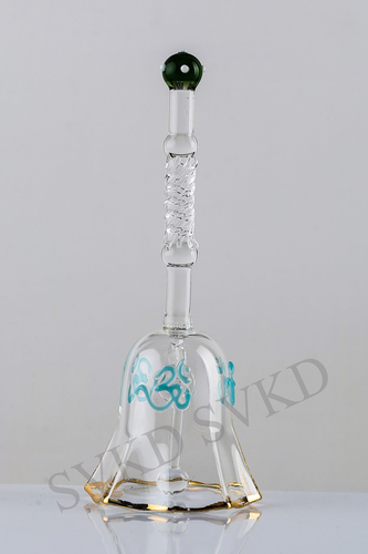 Transparent Svkd Round Festive Devine Melodious Sound Ringing Bell With Golden Polish (Pooja Ghanti)