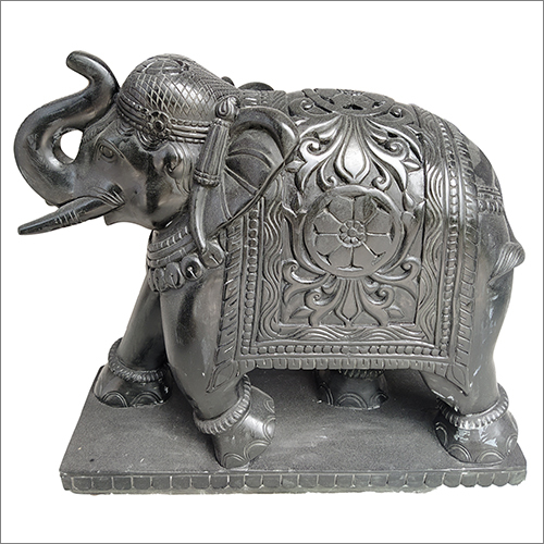 Grey Marble Elephant Statue - Resin, 2 Inch Size, Grey Color - Indian Theme, Intricate Animal Design