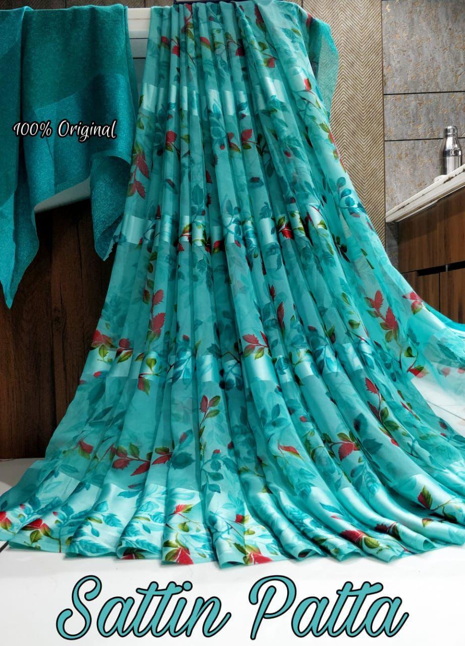 Ladies Saree - Pure Heavy Satin, 5.50 Meter Length With 0.80 Meter Blouse | Digital Printed, Breathable, Washable, Soft Lightweight, Customized Logo