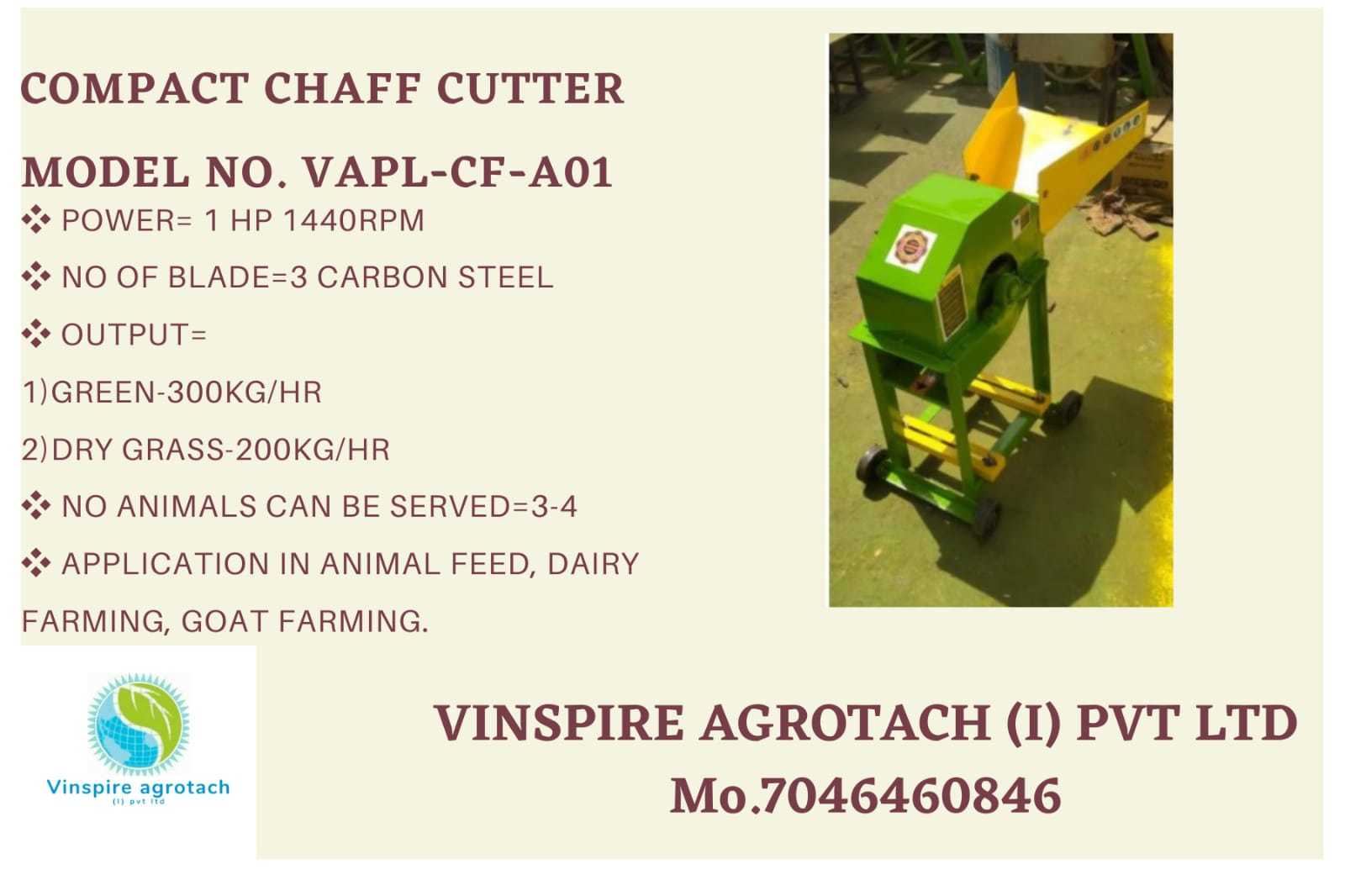 Chaff Cutter - Capacity: 250-350 Kg/hr Kg/day