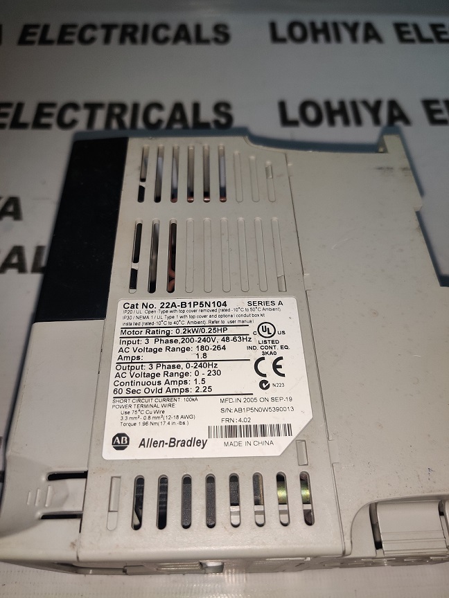 Allen Bradley 22a-b1p5n104 Power Flex 4 Ac Drive