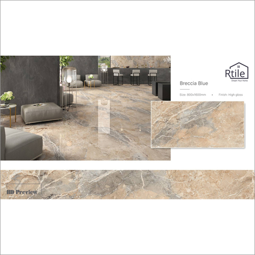 Non-Slip Breccia Blue Floor Tiles