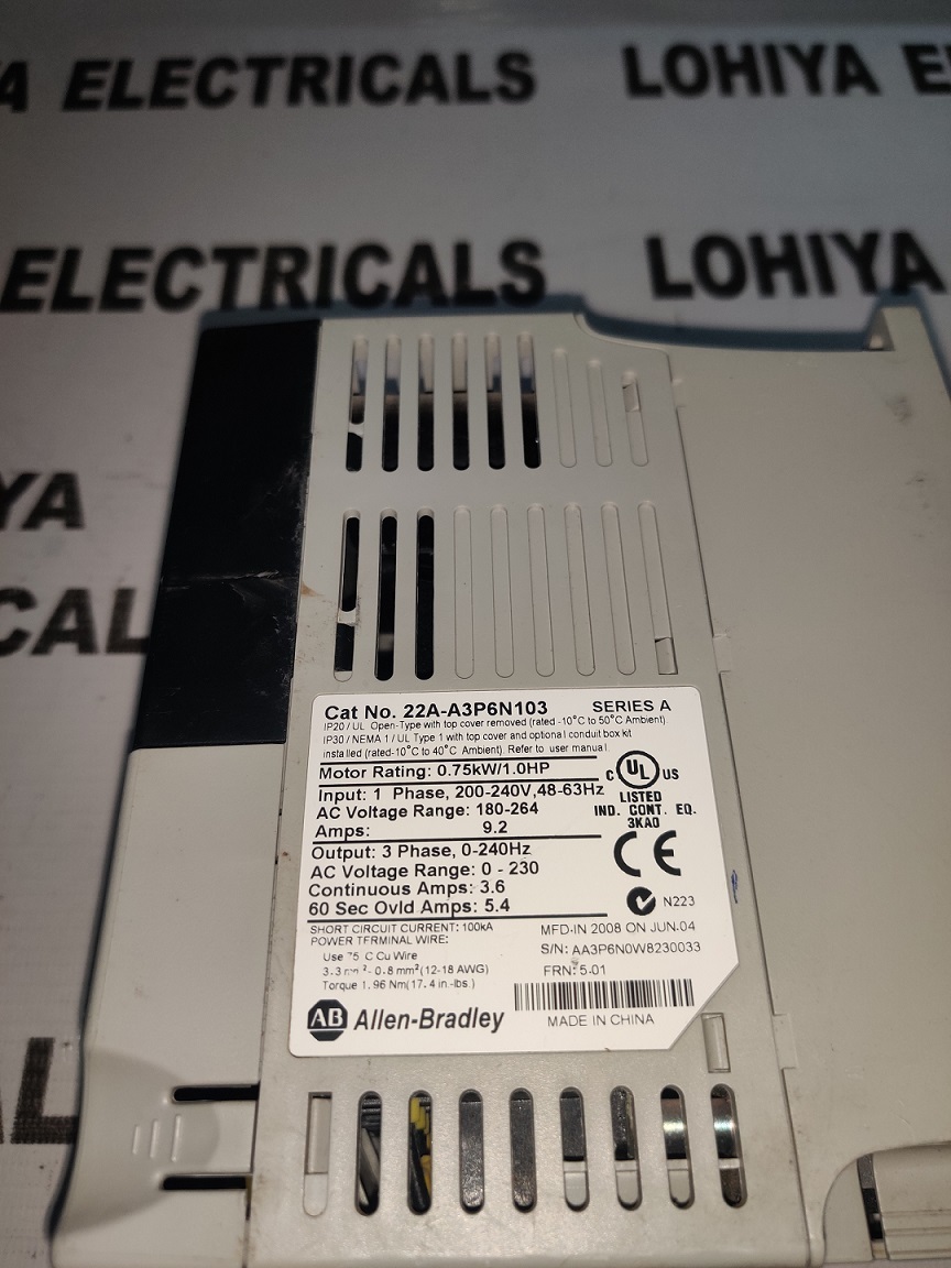 Allen Bradley 22a-a3p6n103 Power Flex 4 Ac Drive