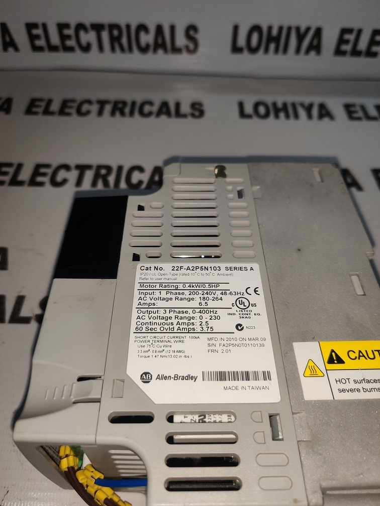 Allen Bradley 22f-a2p5n103 Power Flex 4 Ac Drive