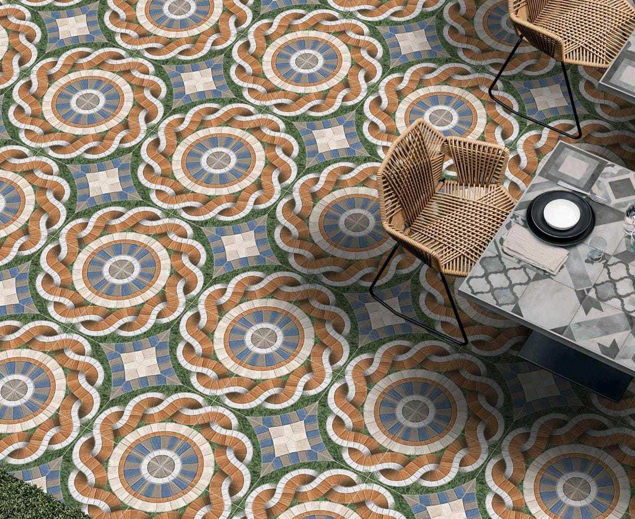 Grass Series - Ceramic Floor Tiles 300x300 / 400x400 Mm, Multicolor | Acid-resistant, Antibacterial, Non-slip, Rustic Design, Matt Finish, 12mm Thickness