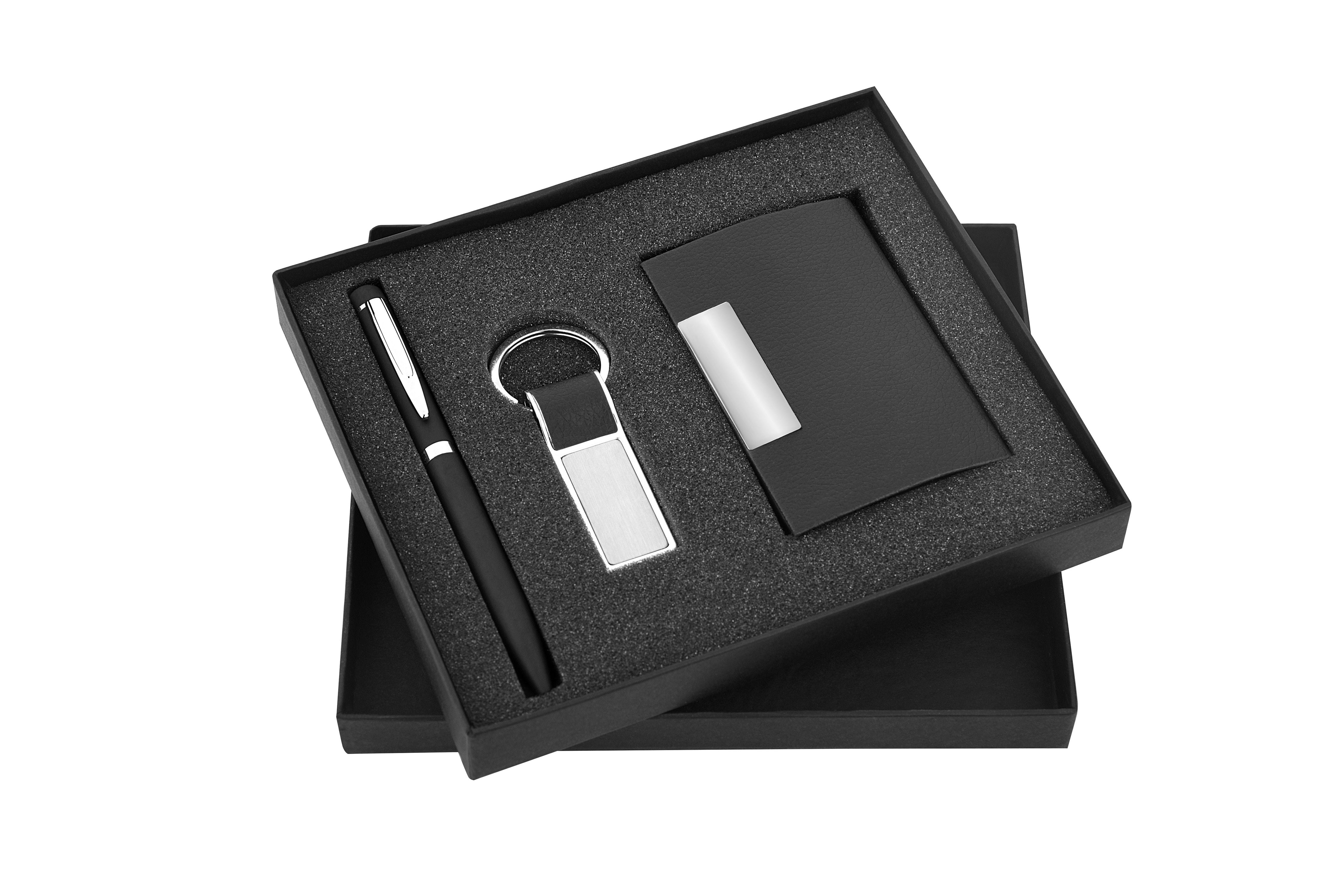 Pen Keychain And Cardholder Set - Metal With Leather Cover | Chic, Trendy Design For Id, Credit, And Business Card Storage, Smooth Writing Experience