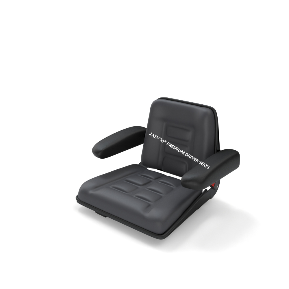 Forklift Seat - Pu Foam, Cr 2mm Metal Body, Black | Foldable, Comfortable, Customizable, Optional Armrest, Slide Rails For Movement