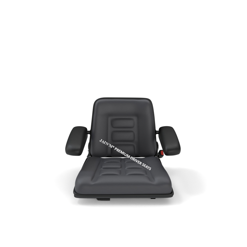 Forklift Seat - Pu Foam, Cr 2mm Metal Body, Black | Foldable, Comfortable, Customizable, Optional Armrest, Slide Rails For Movement