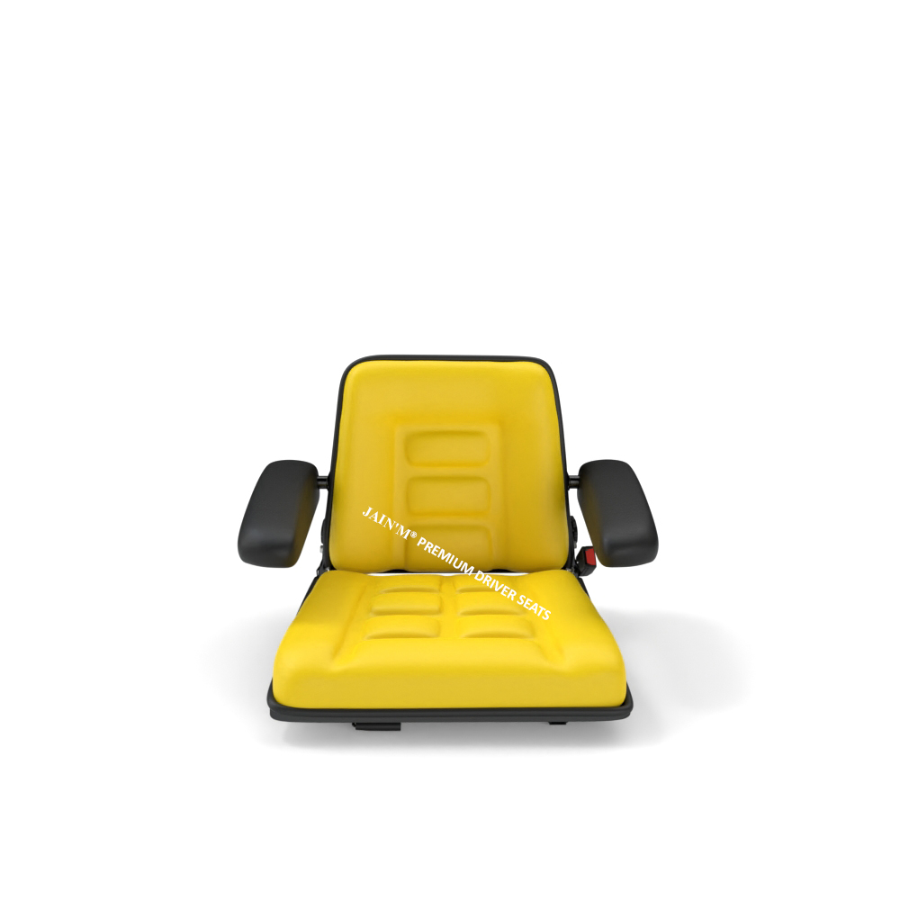 Forklift Seat - Pu Foam, Cr 2mm Metal Body, Black | Foldable, Comfortable, Customizable, Optional Armrest, Slide Rails For Movement