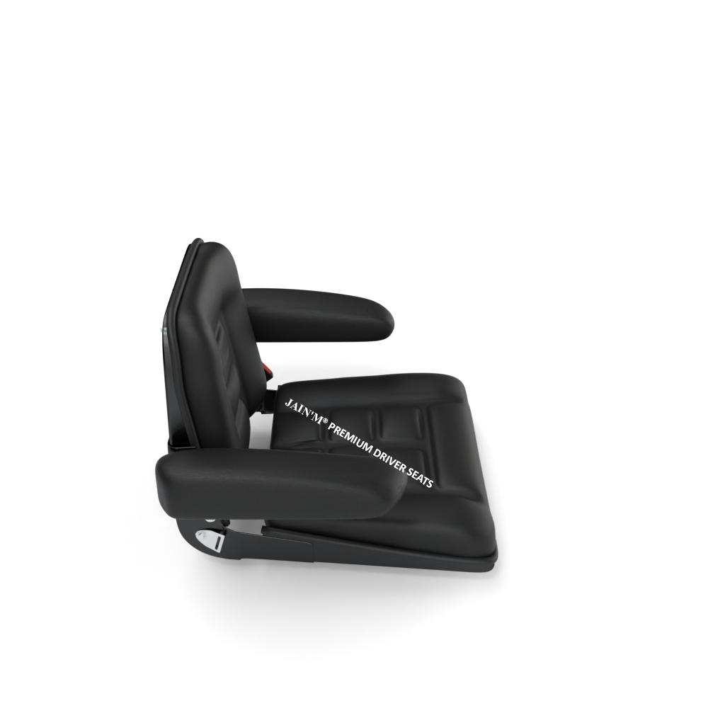 Forklift Seat - Pu Foam, Cr 2mm Metal Body, Black | Foldable, Comfortable, Customizable, Optional Armrest, Slide Rails For Movement