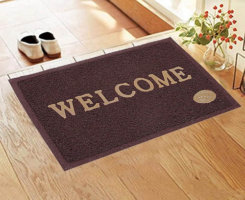 Welcome Door Mat - Cow Hide 45x30 Cm | Solid Color Options Anti-slip Pvc Back Stain Resistant Washable Waterproof High Water Absorbency