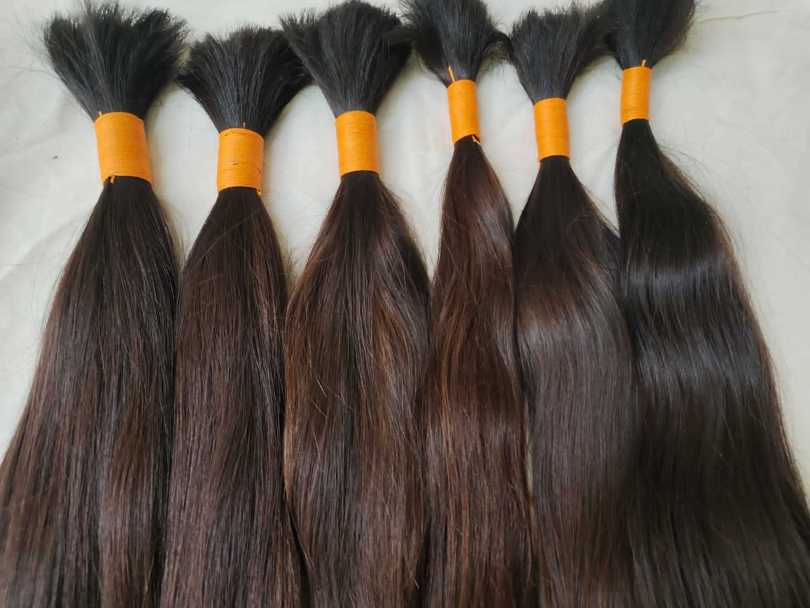 Indian 100% Natural Single Drawn Bulk Virgin Human Hair Extensions