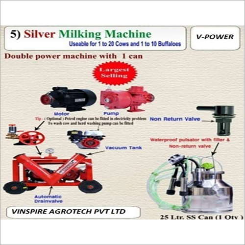 Vinspire Silver Milking Machine 20 Cows  10 Buffaloes - Color: Red