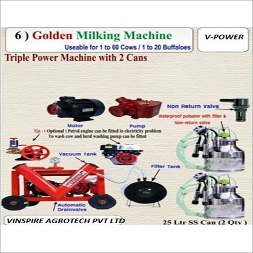 Vinspire Golden Milking Machine 60 Cows  20 Buffaloes - Color: Red