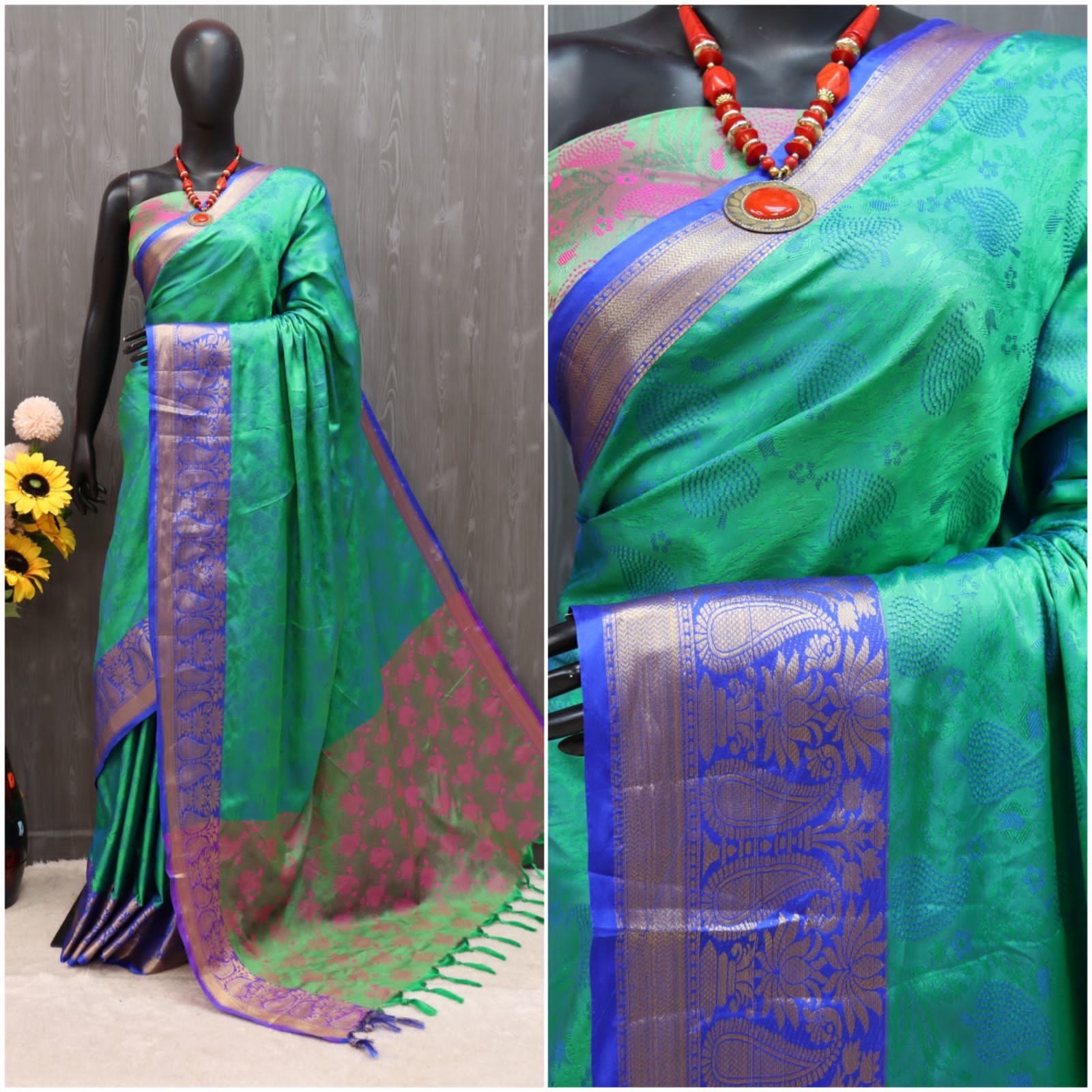 Ladies Saree - Tansui Silk Material, Customized Size, Yellow Color, Ethnic Design | Breathable, Washable, Traditional Style, 8-piece Set