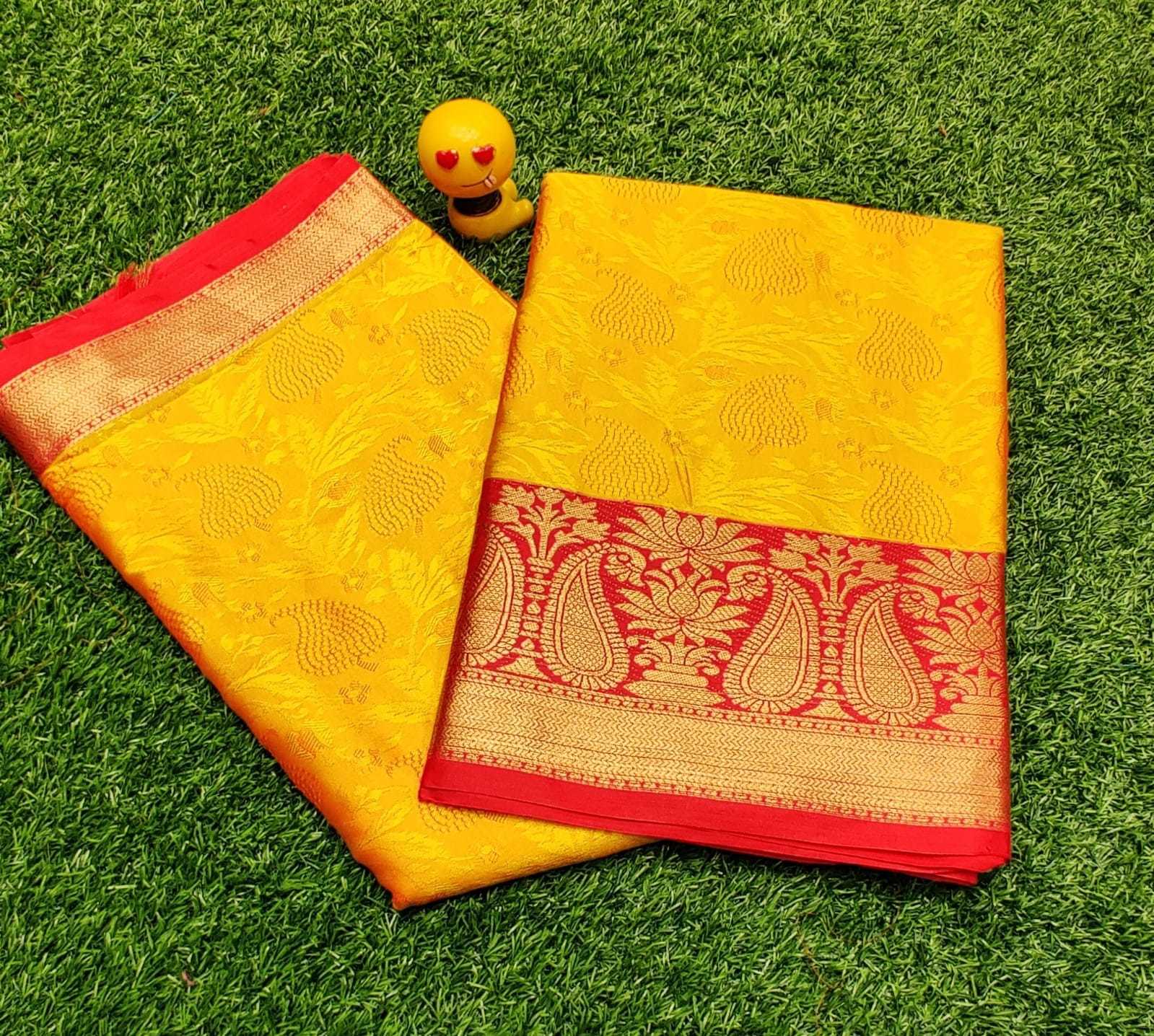 Ladies Saree - Tansui Silk Material, Customized Size, Yellow Color, Ethnic Design | Breathable, Washable, Traditional Style, 8-piece Set