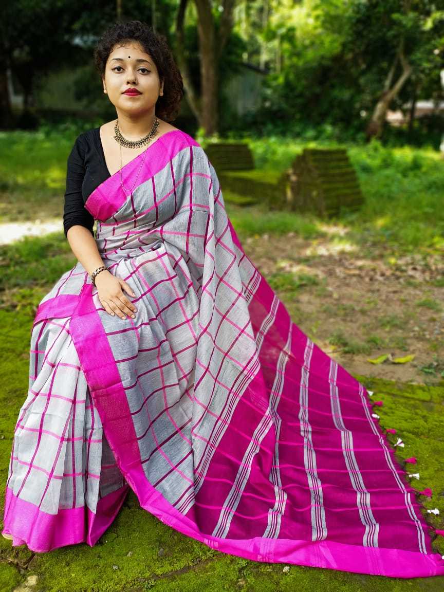 Black Velvet Border Check Saree