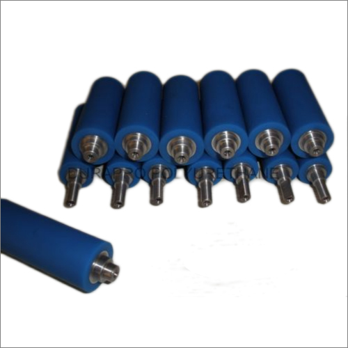 Rubber Roller - PU Material, 100 mm Diameter, 500 mm Length, Color Blue | Industrial Application, High Purity, Solid Form, Customizable Size