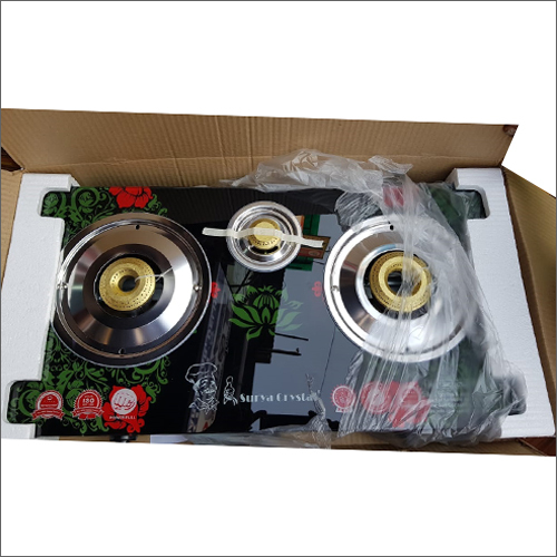 3 Burner Gas Stove - Stainless Steel, Black Color | Ergonomic Knobs, Toughened Cooktop, Space-Efficient Brass Burners