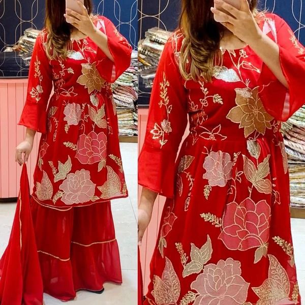 Sarara Suit - Cotton Fabric, Customized Size | Breathable, Washable, Embroidered Design, Short & Long Sleeves For Girls, All Season Wear