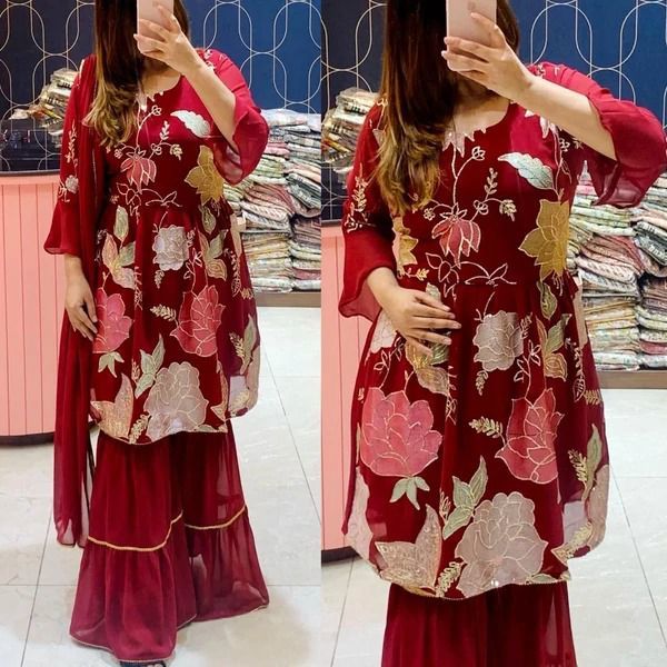 Sarara Suit - Cotton Fabric, Customized Size | Breathable, Washable, Embroidered Design, Short & Long Sleeves For Girls, All Season Wear