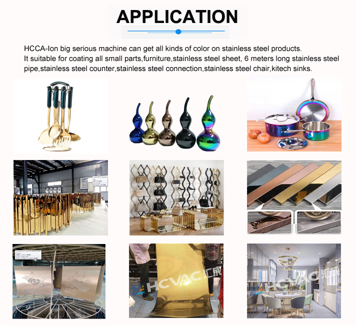 Hcvac Stainless Steel Sheet Furniture Multi Arc Ion Pvd Coating Machine - Color: Gold