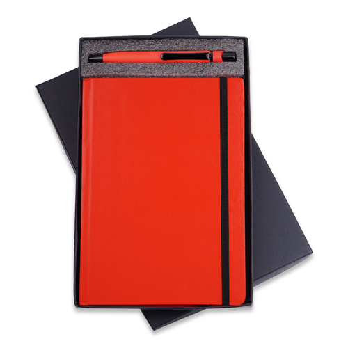 CAMBRIC A5 NOTEBOOK - Red Hardboard, 145 x 210 MM, 200 Ruled Pages, 80 GSM Paper, Non-Dated, Customizable Branding Options