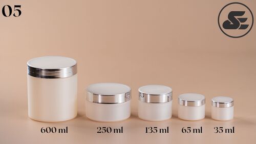 Silver Matte Cream Containers - Color: White