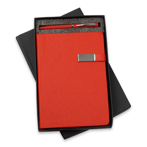 DUNLIN A5 NOTEBOOK - 200 Ruled Pages, 145 x 210 MM Size | Non-Dated Pages, 80 GSM Paper, Customized Metal Pen Branding