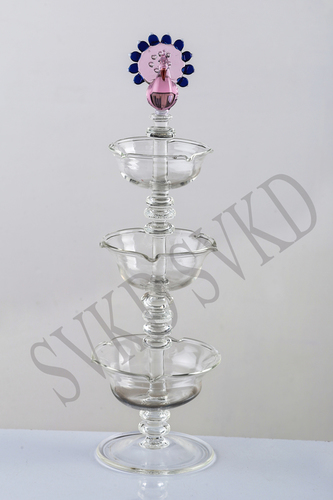 आधुनिक एसवीकेडी ग्लास पीकॉक त्रिपाल ब्लॉक दीपक