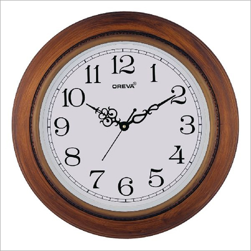Plastic Brown Frame  Round  Wall Clock