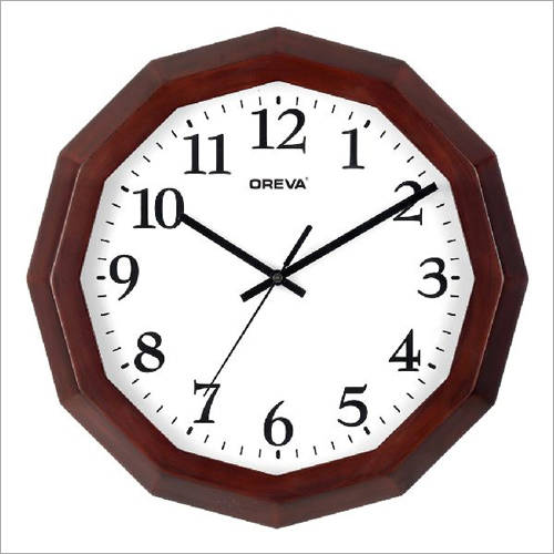 Wooden Brown Plastic Frame Wall Clock