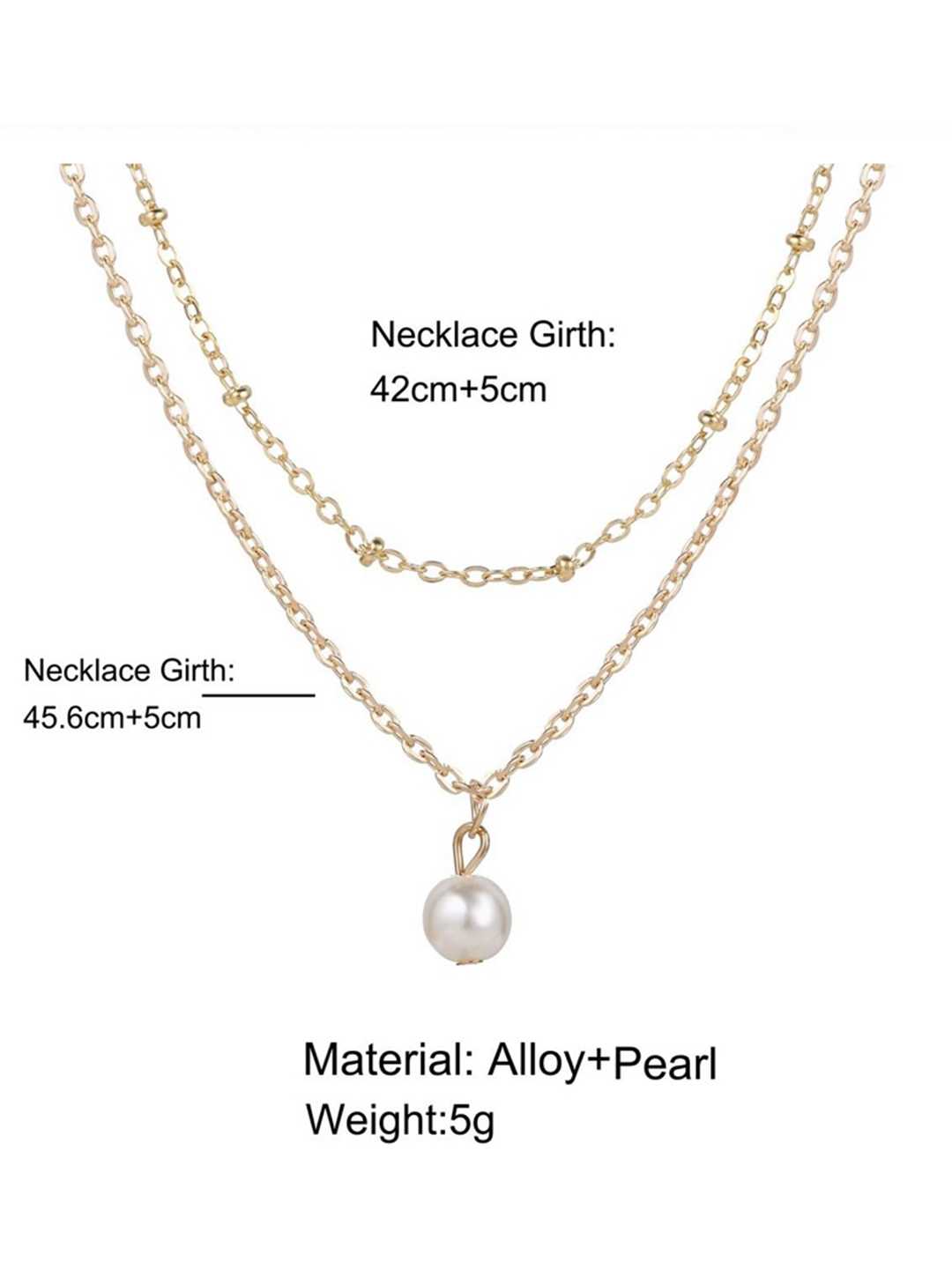 Lovely Gold Plated Double Layered Pearl Drop Pendant Necklace
