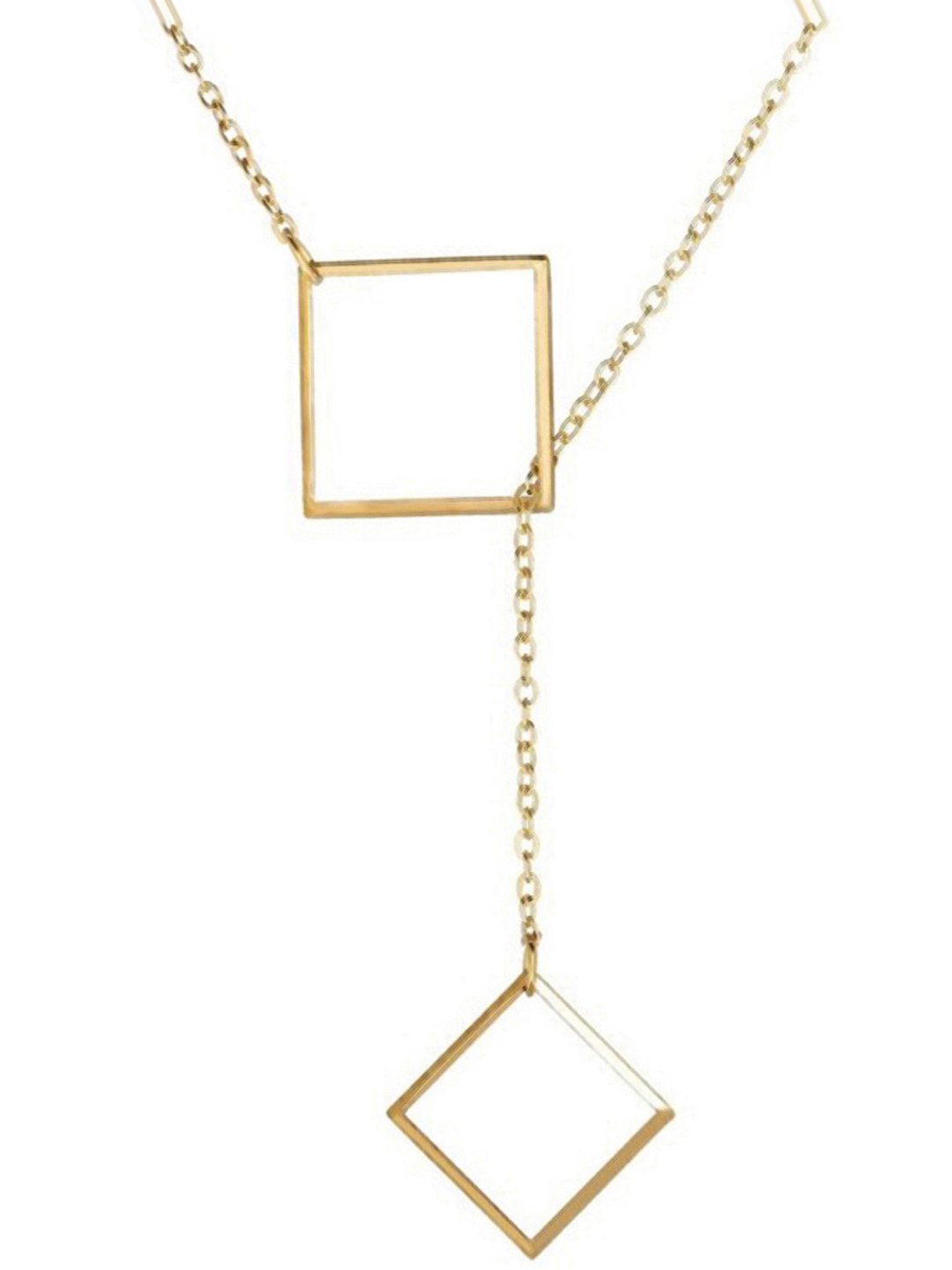 Gorgeous Gold Plated Double Square Pendant Necklace